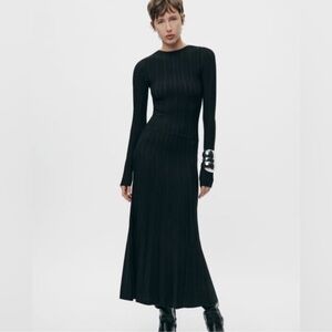 NWT - Pleaded Black Knit Zara Dress - size L